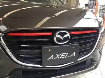 2gab Sarkana ABS Chrome Priekšā Grila Vāka Apdares Lentes Piederumi Mazda 3 MILJARDI Axela M3 2017