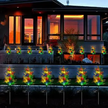 2GAB Saules Dārza Gaismas Priežu, Ciprešu 8 LED Krāsains Zāliens, Āra Apgaismojums Zemes Ainavas Apdare Lampu Komplekts