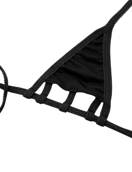 2gab Sieviešu Mikro Mini Bikini Komplekts Pavada Kakla Self-tie Krūšturis Top ar Multi-Siksnas, G-String Biksītes Minimālu Segtu Apakšveļas Komplekts