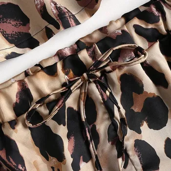 2gab Sieviešu Sexy Leopards Izdrukāt Pajama Komplekti Sleepwear Babydoll Apakšveļa Naktsveļu Pidžamas Komplekts bez Piedurknēm, V-veida kakla Camis & Šorti