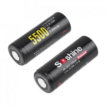 2gab Soshine 3,7 V 5500mAh Lielu Jaudu 26650 Li-jonu Akumulators ar Aizsargāto PCB LED Lukturi / Lukturu