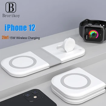 2in1 15W Magnētisko Bezvadu Lādētājs iPhone 12/Pro/Mni/Pro Max Bezvadu Ātri maksu par Airpods Skatīties 6 5 4 3 Dropshipping 1199