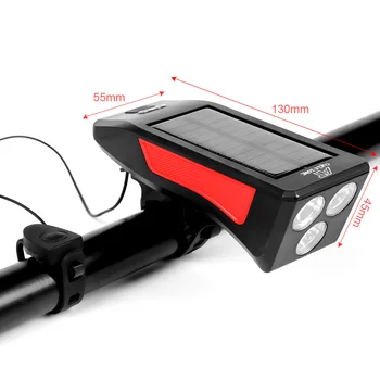 3 in 1 Solar Power Bike Gaismas 2200mAh Power Bank USB Lādējamu Bicycel Priekšējo Gaismu 120dB Skaļrunis Ragu Riteņbraukšana MTB Lukturu