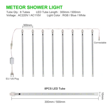 30/50cm Āra LED String Gaismas Meteor Duša Lietus 8 Caurules LED Pasaku Gaismas Ūdensizturīgs Koku Dārzs Apdare Holilady Lampas