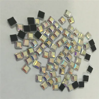 300pcs Crystal AB, 3*3mm Kvadrāta Formas Labojumfailu FlatBack strass Skaidrs, AB Kristāla Akmeņi Rhinestones Stikla Strass nagu vai tālruni
