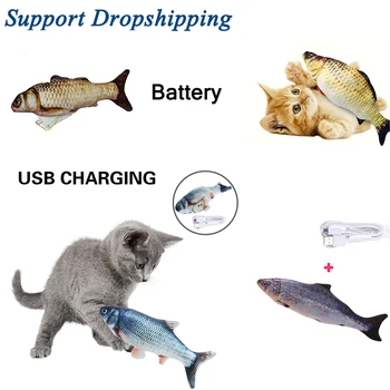 30CM Pet Mīksta Plīša 3D Zivju Forma Kaķis Košļājamās Rotaļlietas Pet Elektronisko USB Uzlādes Simulācijas Zivju Rotaļlietas, Kaķu Rotaļlietas Ar Catnip Dropship