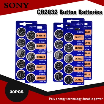 30PC Oriģinālu SONY CR2032 baterija 3 V Litija Bateriju BR2032 DL2032 ECR2032 CR 2032 Pogas, Monētas Akumulatoru Skatīties Kalkulators 26044