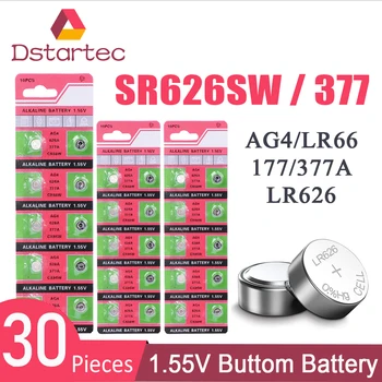 30pcs AG4 377 SR626SW Skatīties Baterijas SR626 177 376 626A LR66 LR626 SR66 Poga Šūnu 1.55 V Baterija; Ilgu Glabāšanas laiku 0% Dzīvsudraba