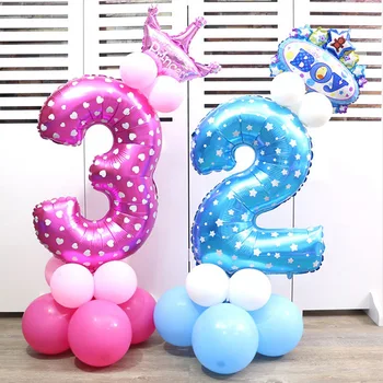 32 Collu Milzu Balonu Skaitu, Alumīnija Folijas, Hēlija Baloni, Zils, Rozā Laimes Dzimšanas Dienā, Kāzu Svinības Ballon Dekorēšana Svētkiem