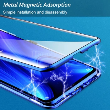 360 Pilnībā Segtu Magnētisko Adsorbcijas Metāla Flip Tālrunis Lietā Samsung Galaxy A7 2018 Dubultā Stikla Coque SamsungA7 GalaxyA7 Fundas 3063