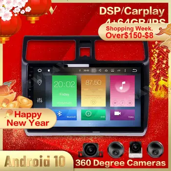 360Cameras Ekrāna SUZUKI SWIFT 2003 2004 2005 2006 2007 2008 2009 2010 Android Multivides Audio Radio Diktofons GPS Auto Vadītājs