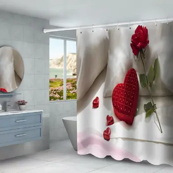 3D Digitālā Druka Dušas Aizkaru, Paklāju Grīdas Paklāja Kombinācija, Vannas istaba, Tualete Mat Valentīna Diena Sērijas Stils