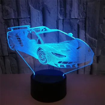 3D Hologrammas Lampas Foršs Auto Akrila 7 Krāsu Izmaiņas Nakts Gaisma Baby Touch Pārslēgties Krāsaini gaismas LED USB Galda lampa Atmosfēru lampas 20694