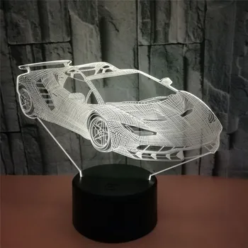 3D Hologrammas Lampas Foršs Auto Akrila 7 Krāsu Izmaiņas Nakts Gaisma Baby Touch Pārslēgties Krāsaini gaismas LED USB Galda lampa Atmosfēru lampas