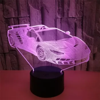 3D Hologrammas Lampas Foršs Auto Akrila 7 Krāsu Izmaiņas Nakts Gaisma Baby Touch Pārslēgties Krāsaini gaismas LED USB Galda lampa Atmosfēru lampas