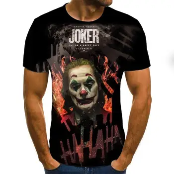 3D Iespiests T Krekls Vīriešiem Joker Sejas Gadījuma O-veida kakla Vīriešu T Klauns Īsām Piedurknēm Smieklīgi, T Krekli 2020. Gada Vasaras Tee Kreklu Homme 2593