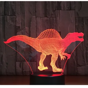 3D LED Nakts Gaisma Dinozauru Spinosaurus ar 7 Krāsas, Gaismas, Mājas Apdare, Lampas Pārsteidzošs Vizualizācijas Optiskā Ilūzija