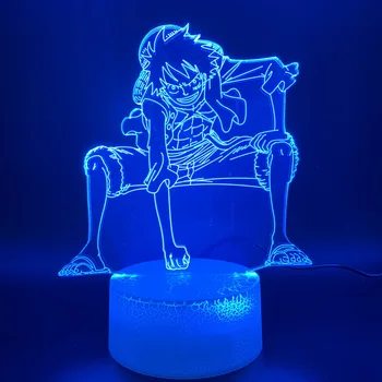 3D Led Nakts Gaismas Lampa Viens Gabals Monkey D. Luffy Attēls Istabas Deco Spilgti Bāzes Krāsa Mainās Bērniem Atmosfēru Bērnu Dzimšanas dienas Dāvana 24330
