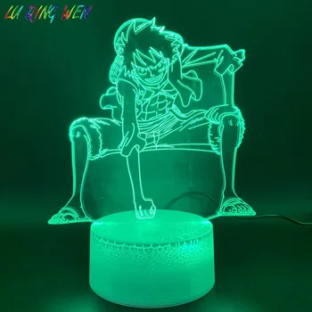 3D Led Nakts Gaismas Lampa Viens Gabals Monkey D. Luffy Attēls Istabas Deco Spilgti Bāzes Krāsa Mainās Bērniem Atmosfēru Bērnu Dzimšanas dienas Dāvana