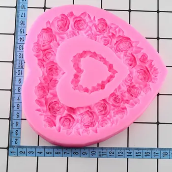3D Liela Izmēra Rožu Ziedu Vainags Silikona Veidnes Rāmja Kūka Robežu Kāzu Pomādes Kūka Dekorēšanas Instrumentiem Šokolādes Pelējuma Gumpaste