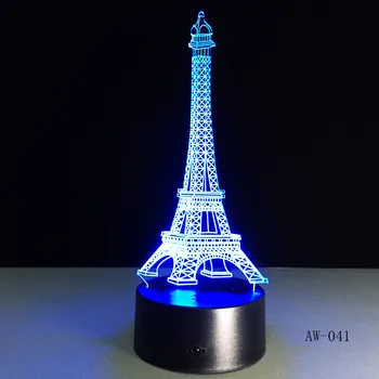 3D Nakts Gaisma 7 Krāsu Eifeļa Tornis Galda Lampas Remote Touch USB LED Nakts Gaisma Mājas Dekori Ziemassvētku Dāvanu Bērniem, AW-041 27487