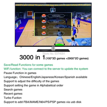 3D Pandora Saga Lodziņā 3000 1 Wifi Downd Spēles taupīšanas Funkcija Vadu un Bezvadu Gamepad 4 Spēlētāji Komplekts Usb Savienojumu Joypad Arcade