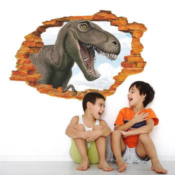 3d Spilgts Izsisto Caurumu Dinozauru Sienas Uzlīmes Bērnu Istabas, Guļamistabas Mājas Dekorēšanas Radošā Safari Sienas Mākslas Diy Decal Pvc Plakātu