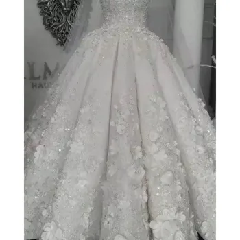 3d Ziedu Kāzu Kleitas malu Noapaļošana vestido de noiva Dubaija balles Kleitas Līgavas Kleita Saūda arābu Kāzu Kleitas Krāšņs Trouwjurk