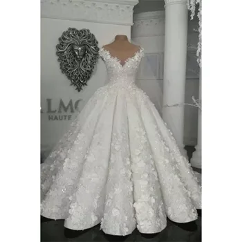 3d Ziedu Kāzu Kleitas malu Noapaļošana vestido de noiva Dubaija balles Kleitas Līgavas Kleita Saūda arābu Kāzu Kleitas Krāšņs Trouwjurk
