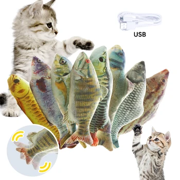 3D Zivju Elektronisko Kaķis Rotaļlietas Elektriskās Uzlādes ar USB Simulācijas Zivis, Rotaļlietām, Kaķu, Mājdzīvnieku, Spēlējot Rotaļu kaķis Piegādes Juguetes Para Gatos