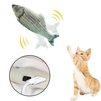 3D Zivju Elektronisko Kaķis Rotaļlietas Elektriskās Uzlādes ar USB Simulācijas Zivis, Rotaļlietām, Kaķu, Mājdzīvnieku, Spēlējot Rotaļu kaķis Piegādes Juguetes Para Gatos