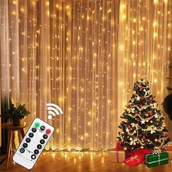 3Mx3M USB LED Aizkaru String Gaismas 8 Režīmi Pasaku Vainags Tālvadības pults, Lai Jaunais Gads Ziemassvētku Āra Kāzu Mājas Dekoru 44117
