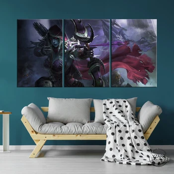 3pcs World of Warcraft Spēles Raksturs Plakātu Sylvanas Attēlu Kanvas Glezna uz Guļamistabas Sienas Dekori