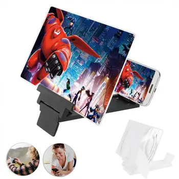 3X 12 Collas 2 Krāsas Portatīvo PMMA + ABS 3D Video Mobilā Tālruņa Ekrāna Lupa ar Mobilo Telefonu Turētājs