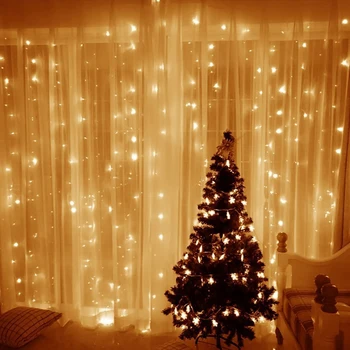 3x3/6x3M LED Lāsteku String Gaismas Mājās Āra Brīvdienu Ziemassvētku Dekoratīvie Kāzu Ziemassvētki LED Pasaku Aizkaru Vītnes Puse Gaismas