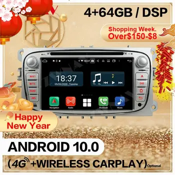 4+128GB Carplay 2 Din FORD Focus S-MAX, Mondeo C-MAX, Galaxy Android 10.0 Auto Multimedia Audio Radio, GPS Navi Galvas Vienības Stereo 17793