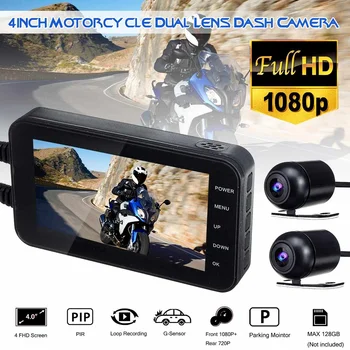 4 HD 1080P Motociklu Video Ieraksti Dash Cam Dashcam DVR Sānu Atpakaļskata Kamera WIFI Dual Objektīvs Videokameras Ūdensdroša MT003