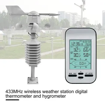 433MHz Bezvadu Laika Stacija Pulksteni, Vēja Ātruma, Virziena Sensors Profesionālās Anemometer Termometru, Higrometru