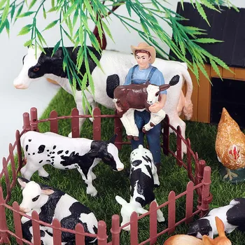 45pcs Lauksaimniecības Dzīvnieku Rotaļlietu Komplekts ar Uzglabāšanas Kasti Govs Jēra gaļas, Vistas, Pīles Mājputnu Modeļa Rotaļlietu Attēls Dzīvnieku Figūriņas, Rotaļlietas Bērniem