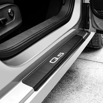 4GAB Automašīnu Durvju Sliekšņa Sliekšņa, Plāksne Aizsargs Uzlīmes Audi Q5 Aizsargi Auto Oglekļa Šķiedras Uzlīmes Segtu Auto Tūninga Aksesuāri
