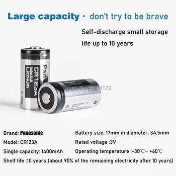 4gab Panasonic Litija baterijas CR123 CR123A CR17345 3 v neuzlādējamas Baterijas Fotokameras Gāzes skaitītāja primāro akumulatoru sausu
