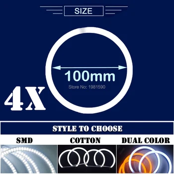 4x106mm kokvilnas gaismas eņģeļa acis halo gredzenu komplekti divu krāsu 3-Series E46 Facelifted Kupeja 2 Durvis Kupeja 2004. - 2006. gadam