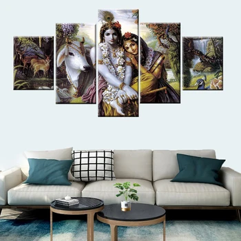 5 gabali Ganeša, Šiva Kunga Krišnas attēlu, moduļu mājas apdare plakātus, kanvas glezna viesistabā sienas mākslas HD drukāšana