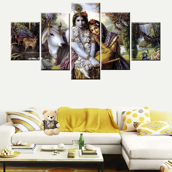 5 gabali Ganeša, Šiva Kunga Krišnas attēlu, moduļu mājas apdare plakātus, kanvas glezna viesistabā sienas mākslas HD drukāšana