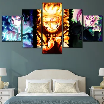 5 Panelis Naruto Uzumaki Haruno Sakura Sasuke Uchiha Plakātu Sienas Mākslas Mājas Dekoru Augstas Kvalitātes Audekls Drukāt Mūsdienu Mākslas Darbs, Glezna