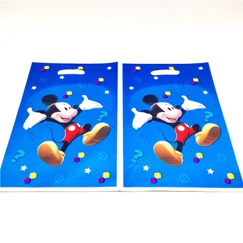 50/80/100 gab Disney Mickey Mouse dāvanu maisiņi atgriešanās somas bērnu duša puse rotājumi Blue Mickey Mouse tēma plastmasas konfektes somas