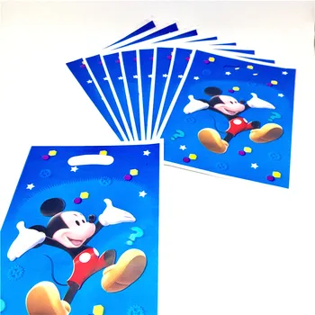 50/80/100 gab Disney Mickey Mouse dāvanu maisiņi atgriešanās somas bērnu duša puse rotājumi Blue Mickey Mouse tēma plastmasas konfektes somas