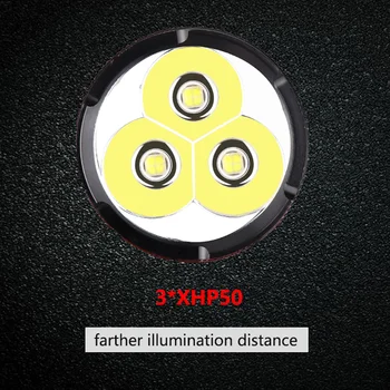 5000LM Ultra Jaudīgu 3*XHP50 XLamp LED Lukturīti Spilgti Lāpu Uzlādējams Kempings Lanternas Ūdensizturīgs Ar 18650 26650