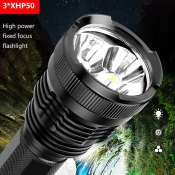 5000LM Ultra Jaudīgu 3*XHP50 XLamp LED Lukturīti Spilgti Lāpu Uzlādējams Kempings Lanternas Ūdensizturīgs Ar 18650 26650