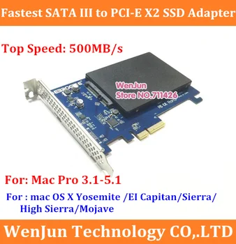 500MB/s Super Ātrums SATA III PCI-E x2 SSD Adapteri kartes mac pro 3.1-5.1 OSX 10.8-10.14.5 windows